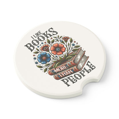 Books More Than People Soapstone Car Coaster Set of 1 or 2