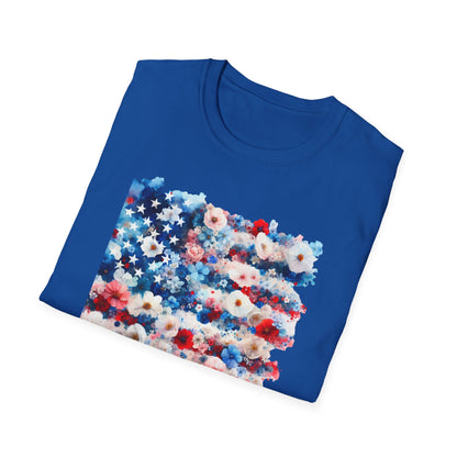 Patriotic Floral Freedom in Full Bloom Unisex Graphic T-Shirt