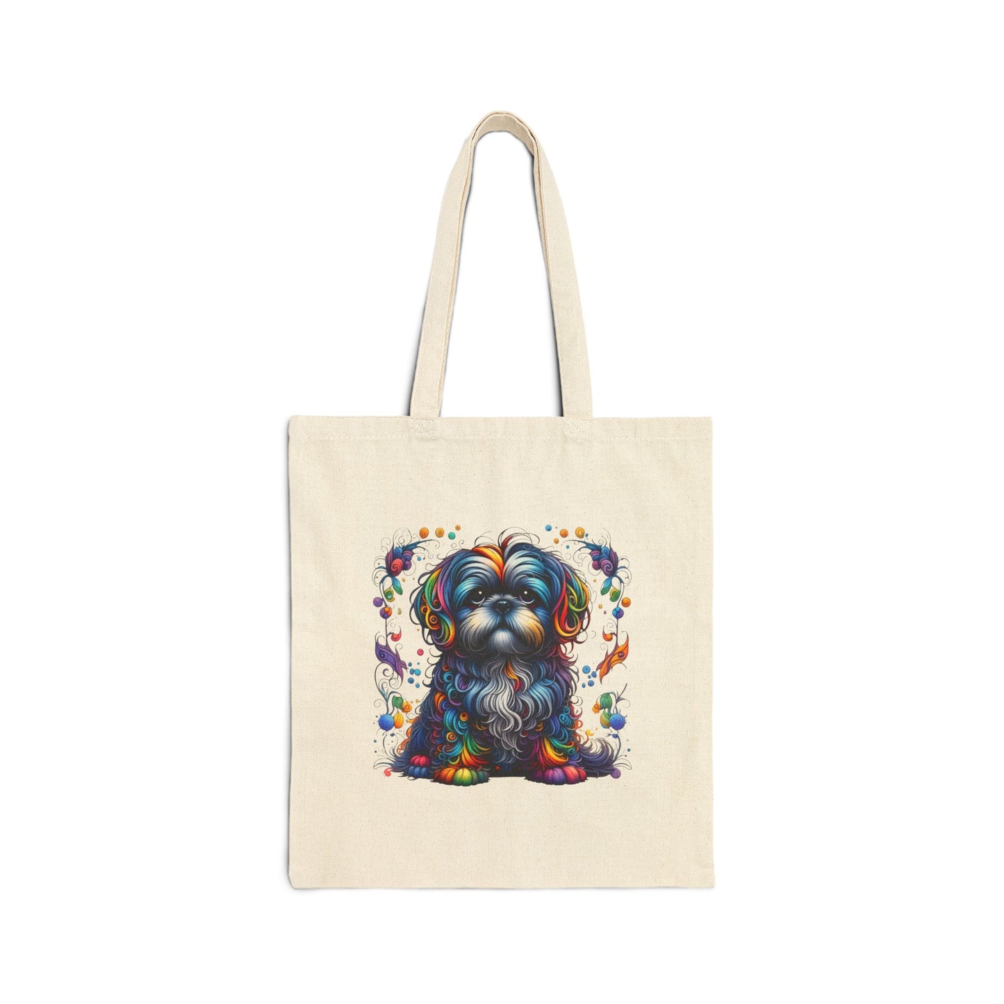 Colorful Shih Tzu Cotton Canvas Tote Bag