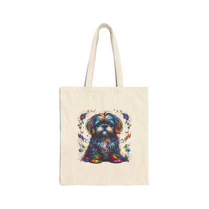 Colorful Shih Tzu Cotton Canvas Tote Bag