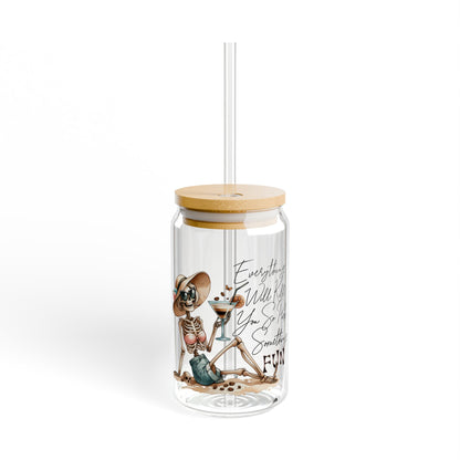 Pick Something Fun Skeleton 16oz Sipper Glass with Bamboo Lid & Straw