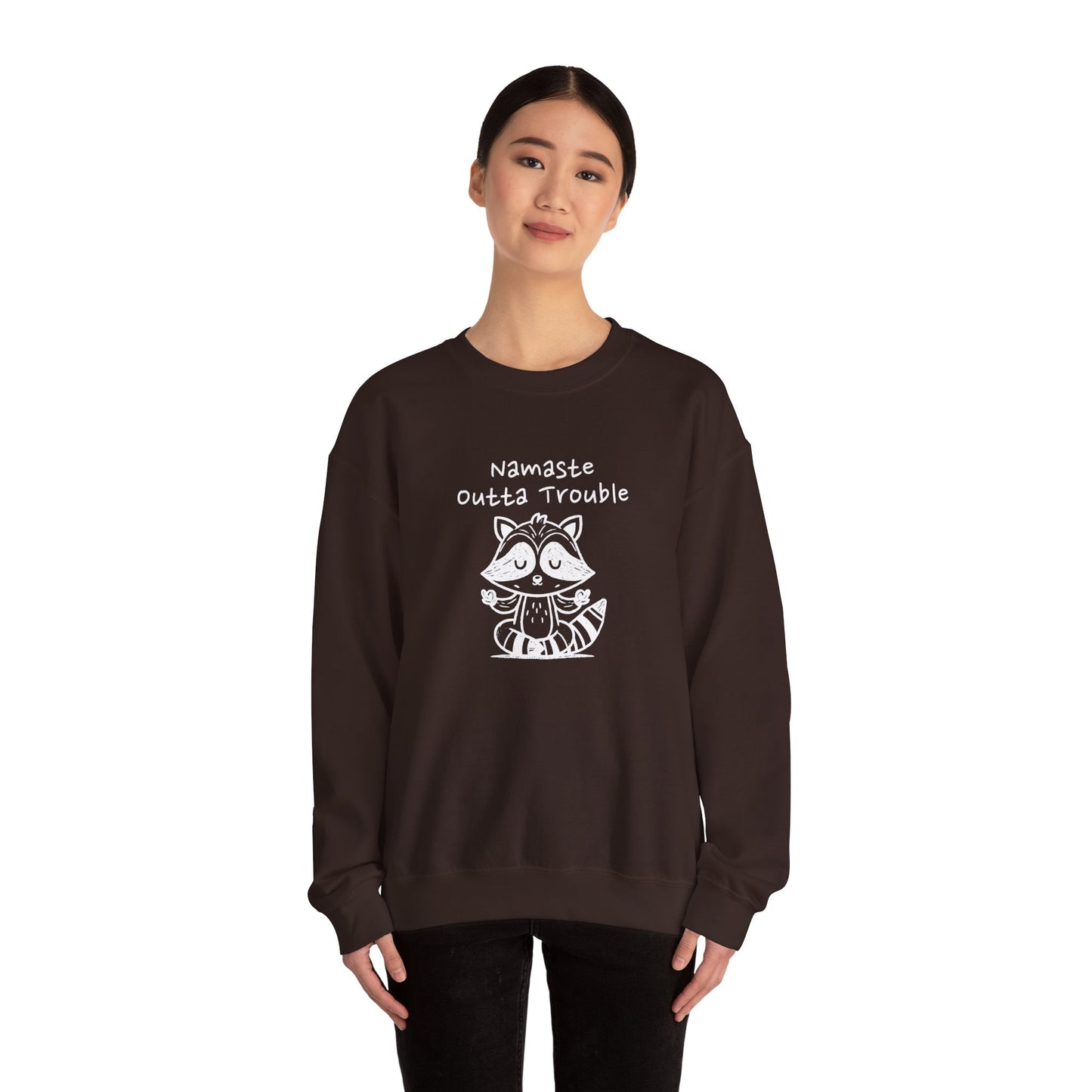 Namaste Outta Trouble Raccoon Unisex Crewneck Sweatshirt