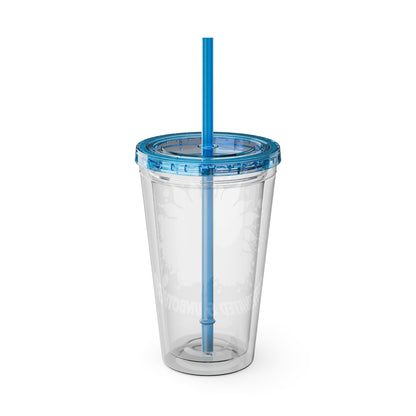 Caffeinated & Unbothered 16oz Insulated Tumbler with Straw
