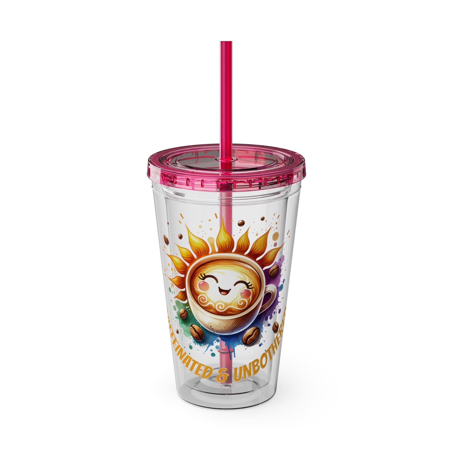 Caffeinated & Unbothered 16oz Insulated Tumbler with Straw
