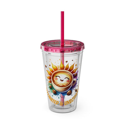 Caffeinated & Unbothered 16oz Insulated Tumbler with Straw