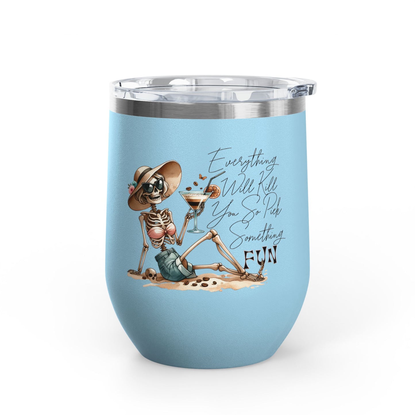Pick Something Fun Skeleton 12oz Insulated Wine Cup