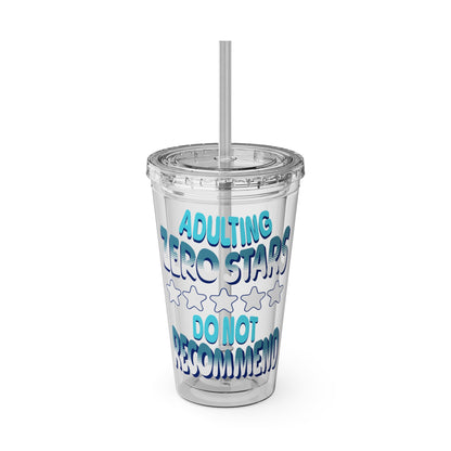 Adulting Zero Stars 16oz Insulated Tumbler with Straw