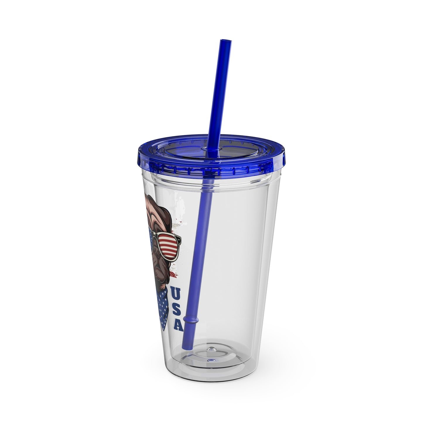Patriotic Pug 16oz. Insulated Tumbler with Straw