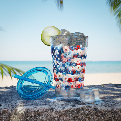 Patriotic Floral 16oz. Insulated Tumbler with Straw