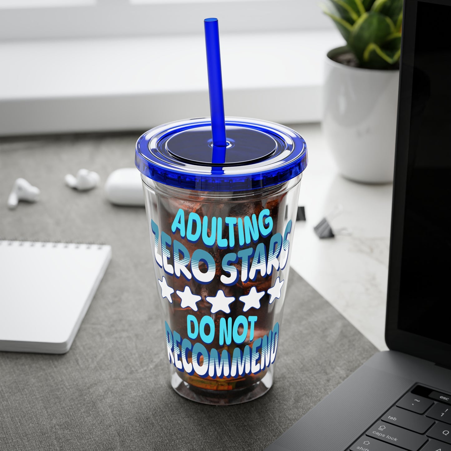 Adulting Zero Stars 16oz Insulated Tumbler with Straw