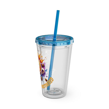 Caffeinated & Unbothered 16oz Insulated Tumbler with Straw