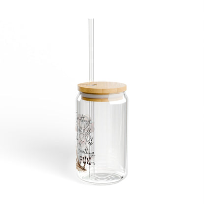 Pick Something Fun Skeleton 16oz Sipper Glass with Bamboo Lid & Straw