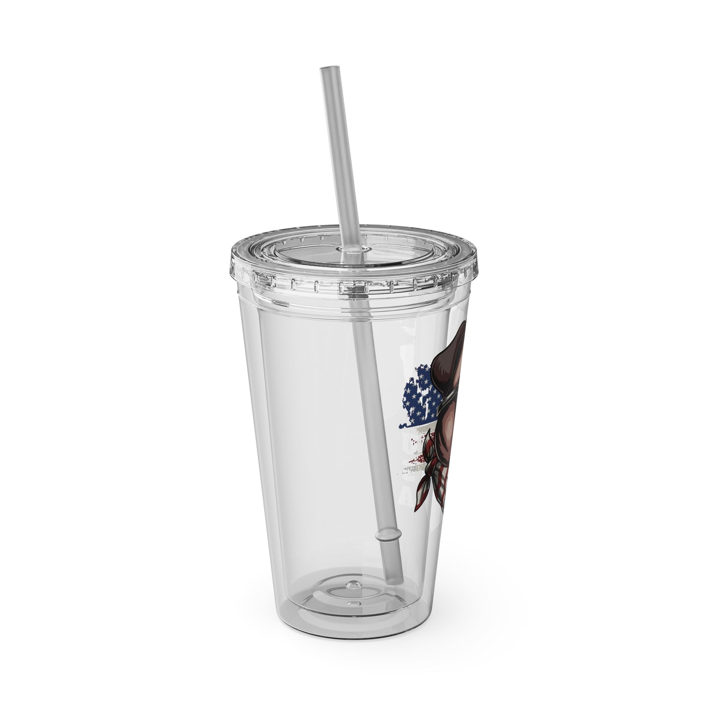 Patriotic Pug 16oz. Insulated Tumbler with Straw