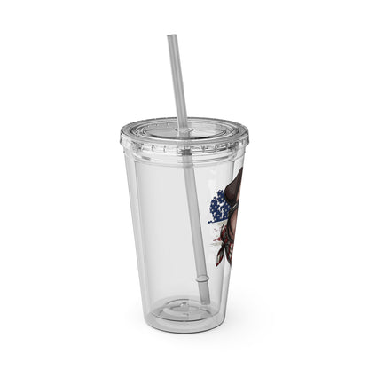 Patriotic Pug 16oz. Insulated Tumbler with Straw