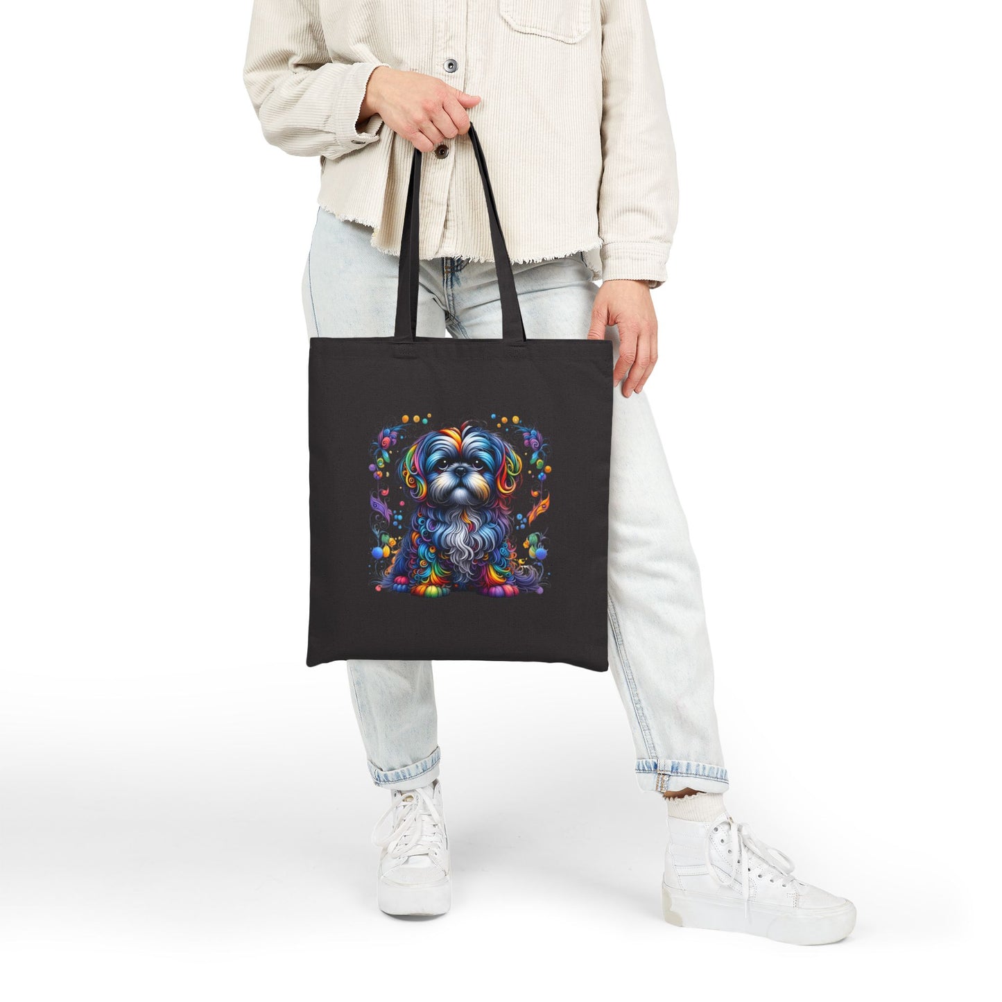 Colorful Shih Tzu Cotton Canvas Tote Bag