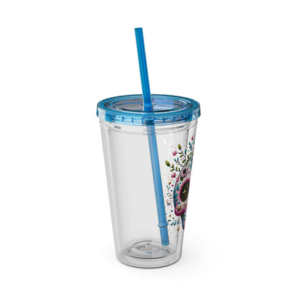 Sugar Skull 16oz Insulated Tumbler with Straw