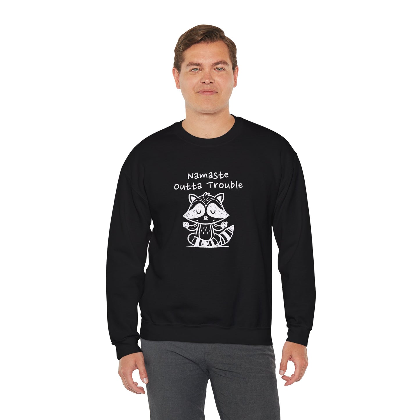 Namaste Outta Trouble Raccoon Unisex Crewneck Sweatshirt