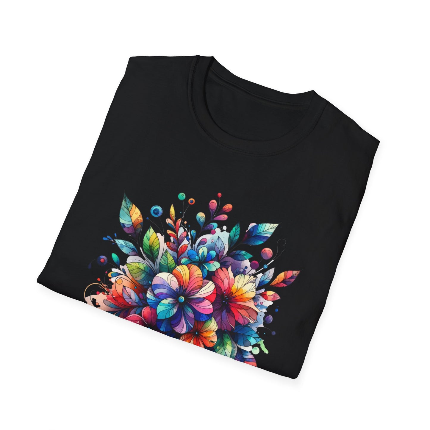 Rainbow Floral Explosion Unisex Graphic T-Shirt
