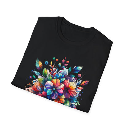 Rainbow Floral Explosion Unisex Graphic T-Shirt
