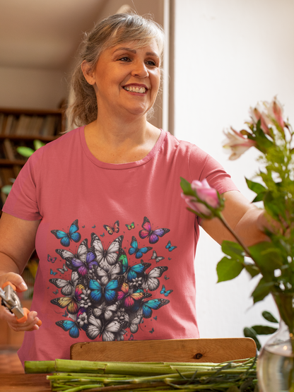 Colorful Butterfly Cluster Unisex Graphic T-Shirt