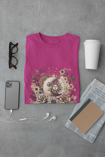 Boho Floral Moon Unisex Graphic T-Shirt
