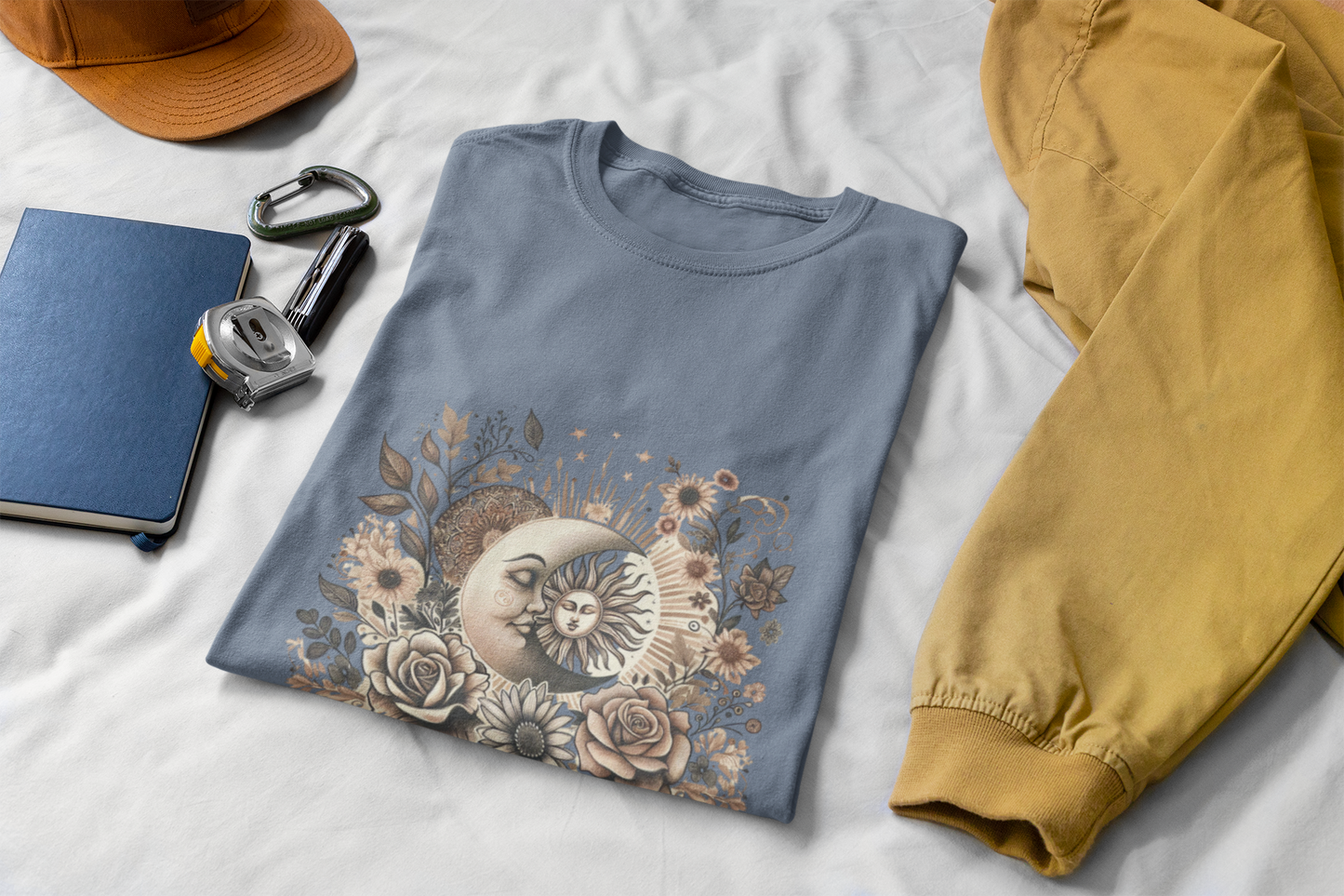 Boho Floral Moon Unisex Graphic T-Shirt