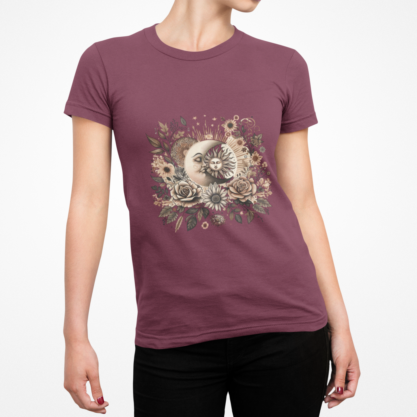 Boho Floral Moon Unisex Graphic T-Shirt