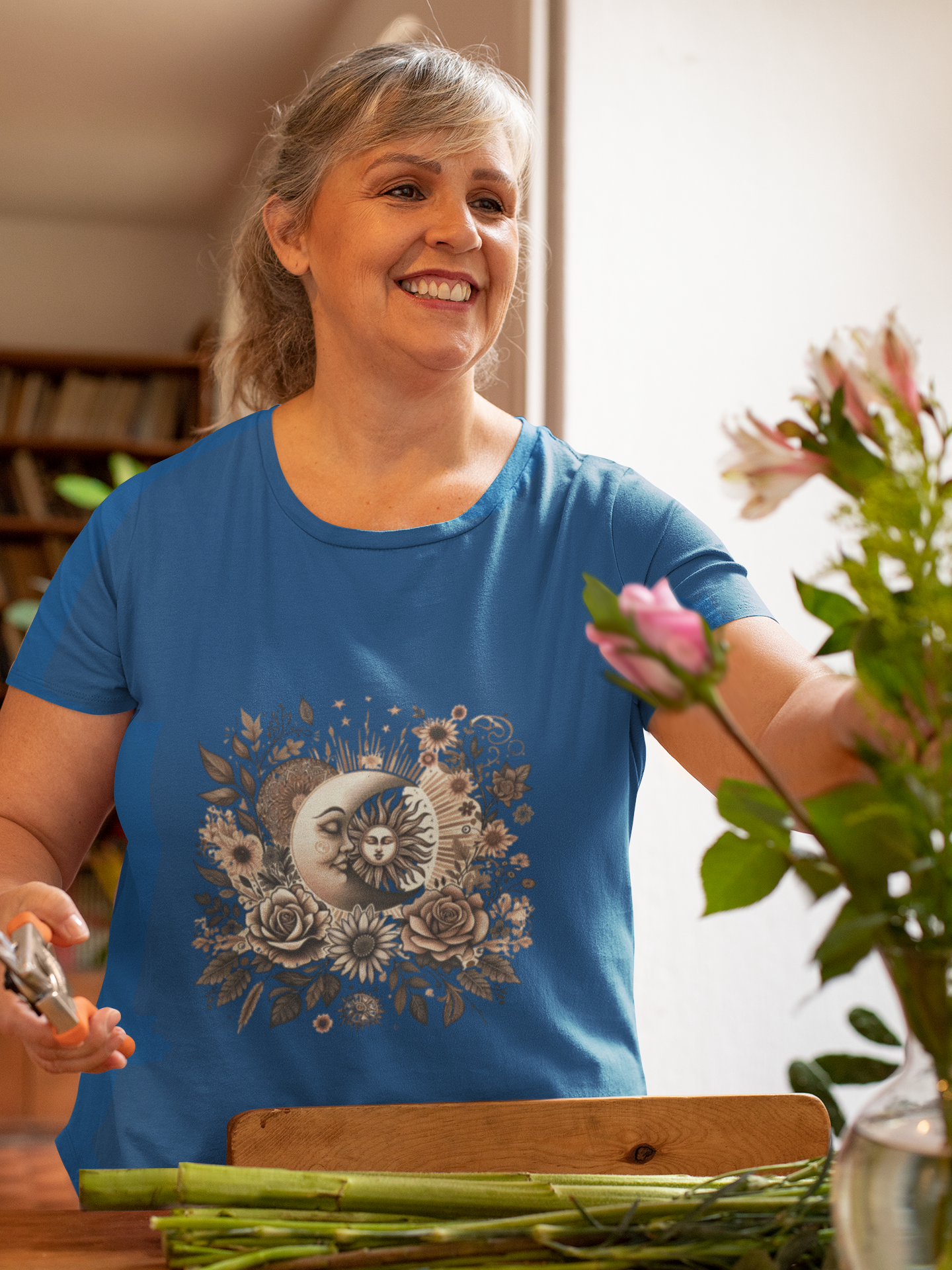 Boho Floral Moon Unisex Graphic T-Shirt