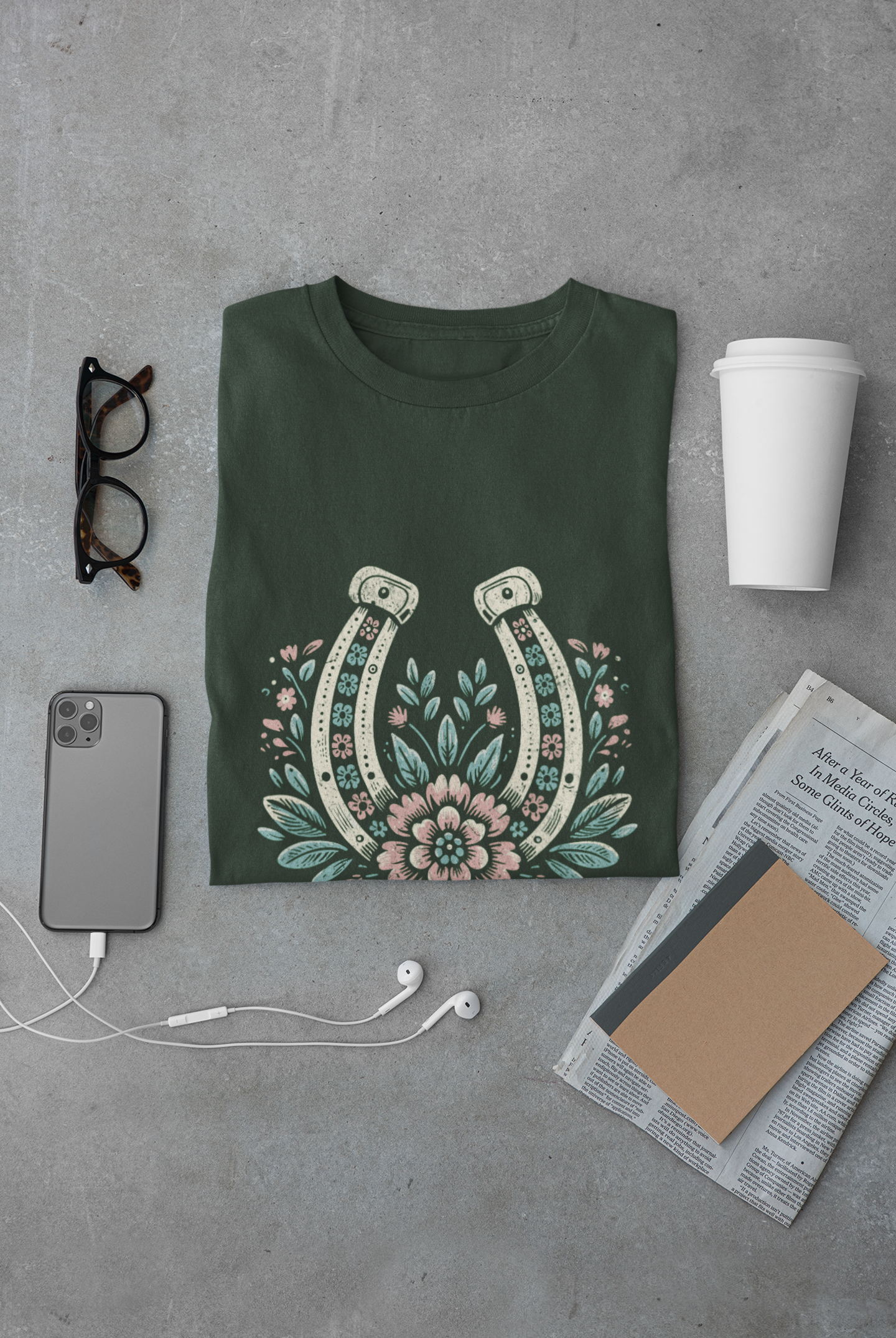 Wild and Free Horseshoe Floral Unisex Graphic T-Shirt