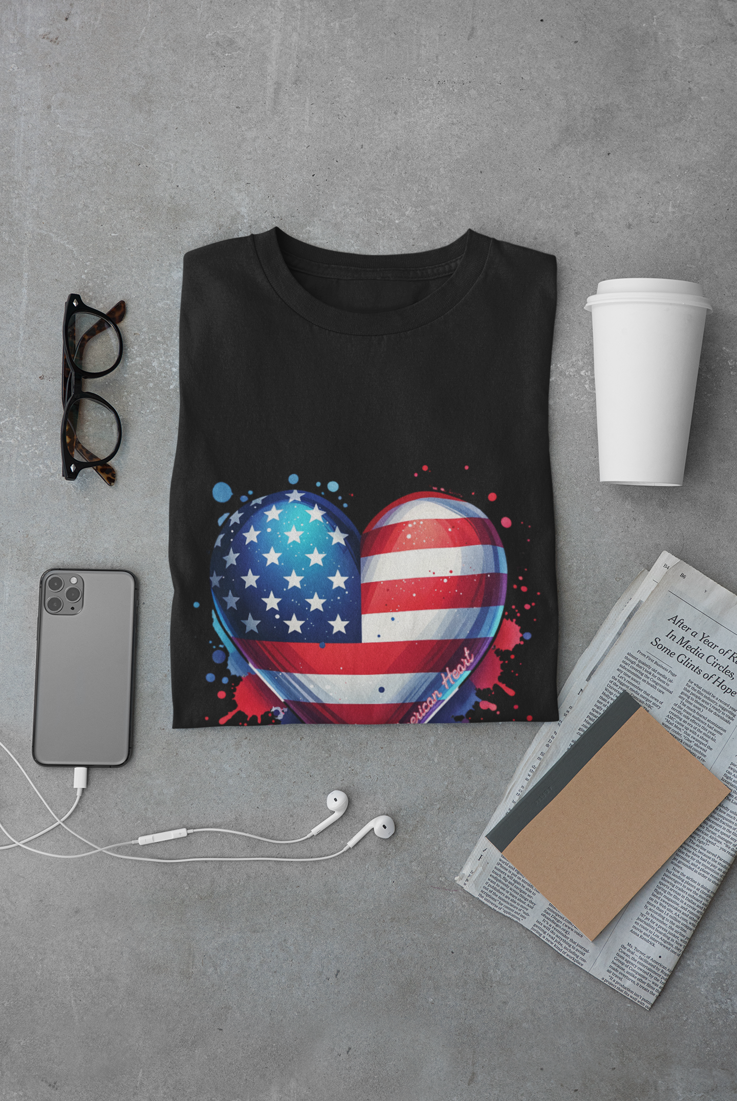 All American Heart Patriotic Unisex Graphic T-Shirt