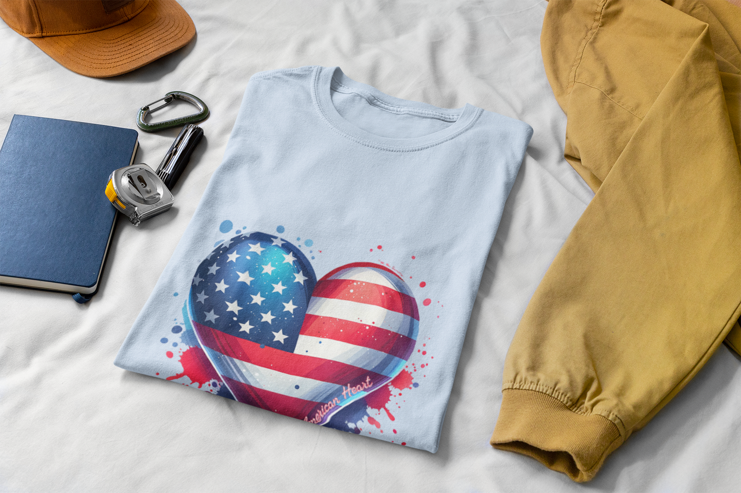 All American Heart Patriotic Unisex Graphic T-Shirt