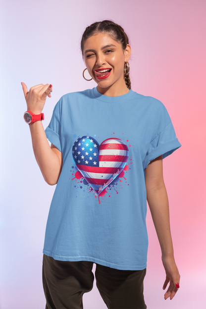 All American Heart Patriotic Unisex Graphic T-Shirt