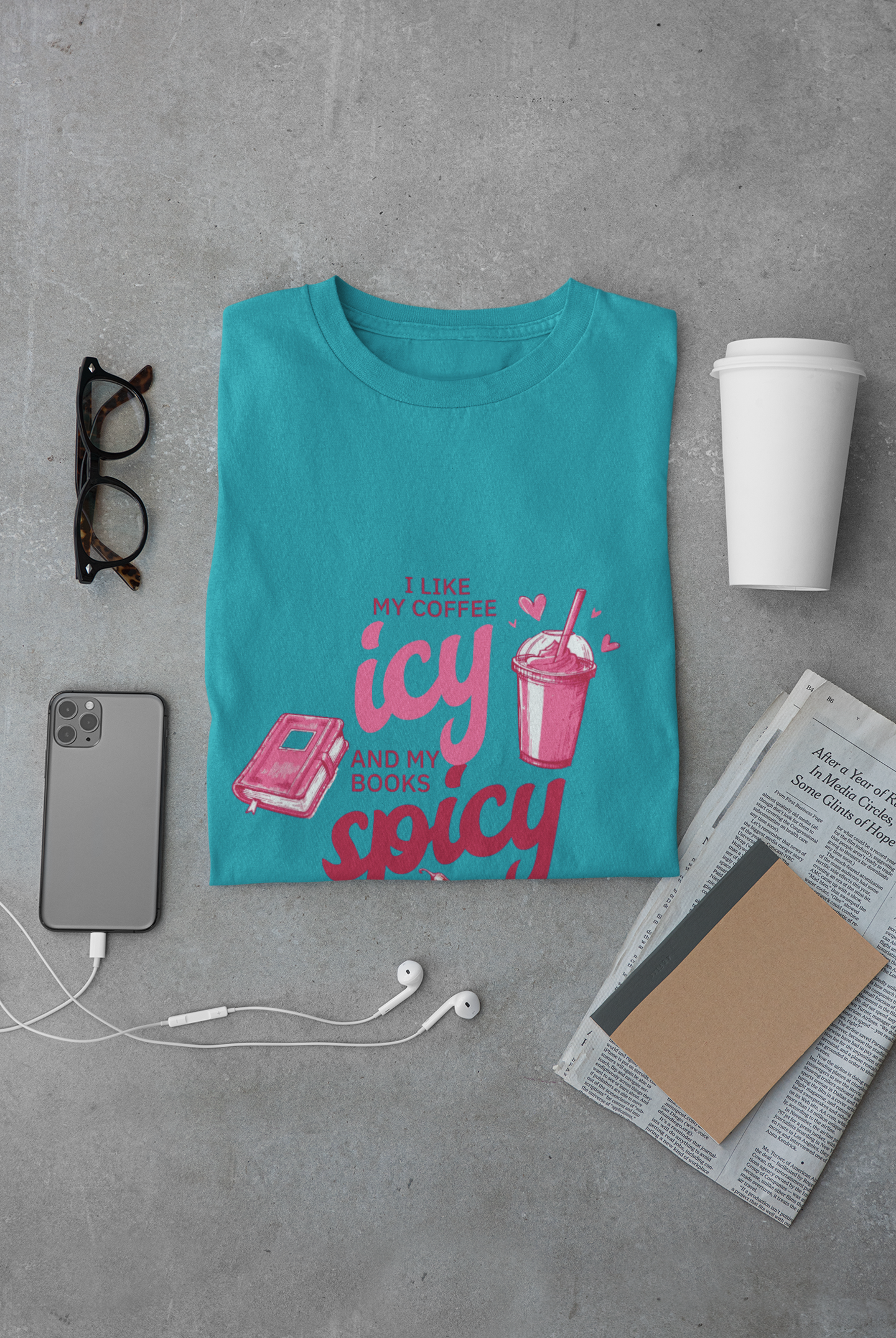 Icy Coffee & Spicy Book Lover Unisex T-Shirt