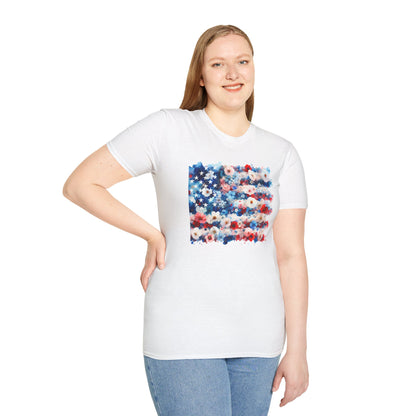 Patriotic Floral Freedom in Full Bloom Unisex Graphic T-Shirt