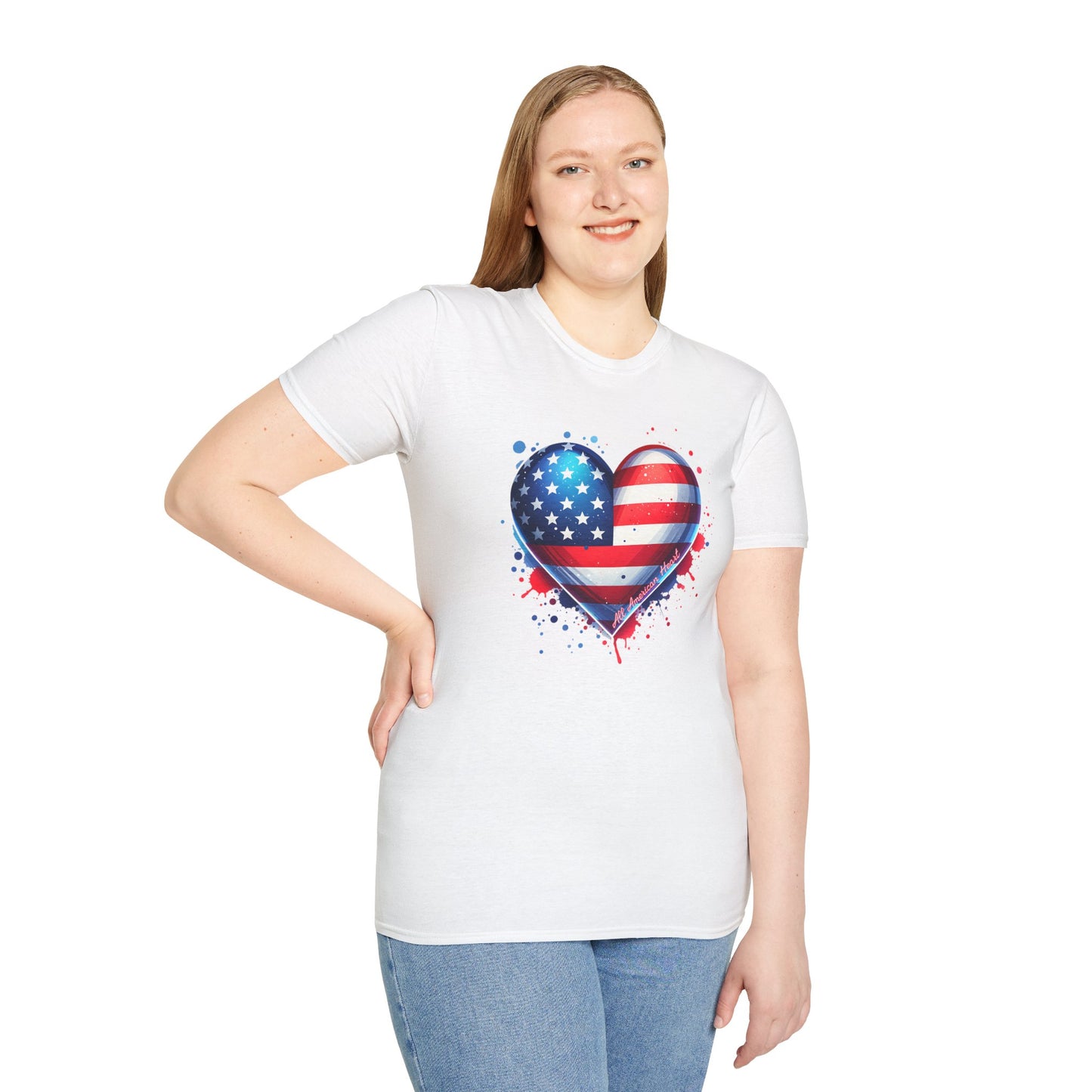 All American Heart Patriotic Unisex Graphic T-Shirt