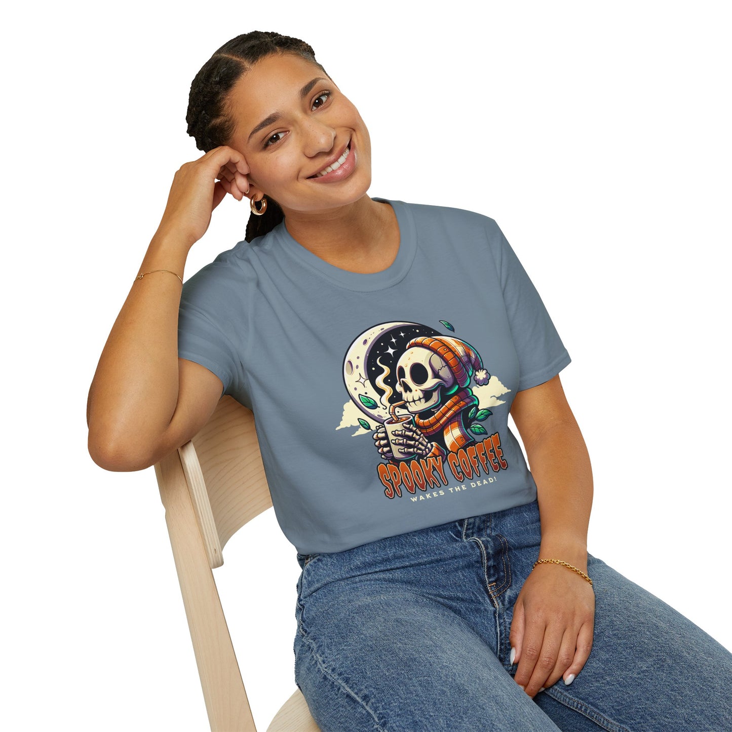 Spooky Coffee Skeleton Unisex Graphic T-Shirt