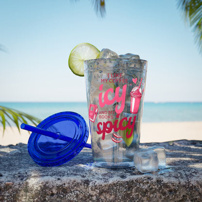 Icy Coffee & Spicy Books 16oz Insulated Tumbler with Straw