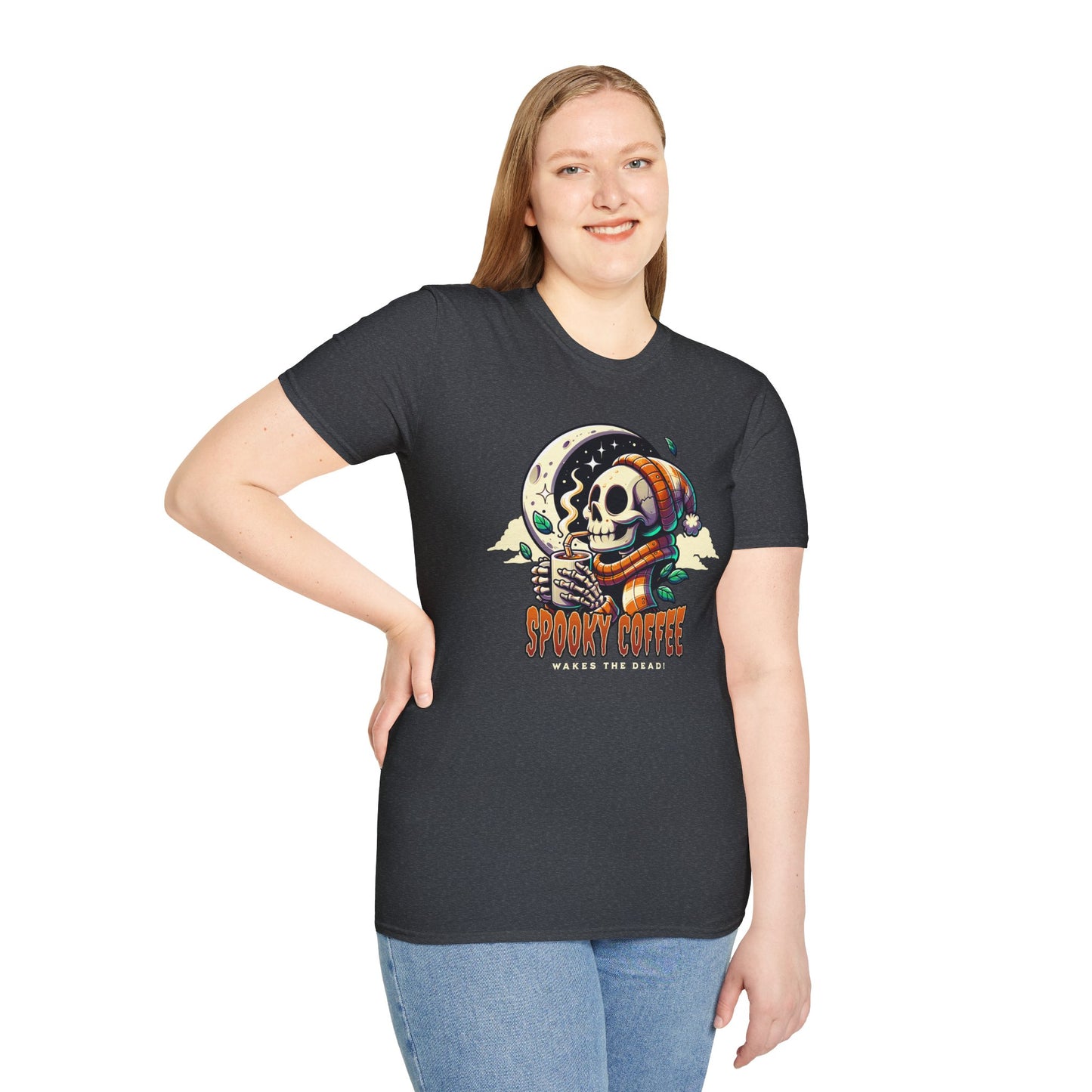 Spooky Coffee Skeleton Unisex Graphic T-Shirt