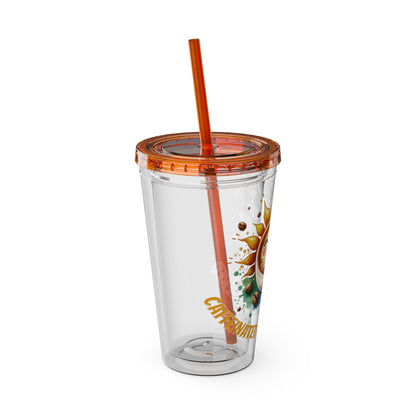 Caffeinated & Unbothered 16oz Insulated Tumbler with Straw