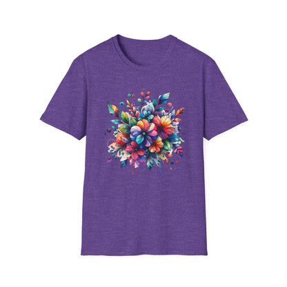Rainbow Floral Explosion Unisex Graphic T-Shirt