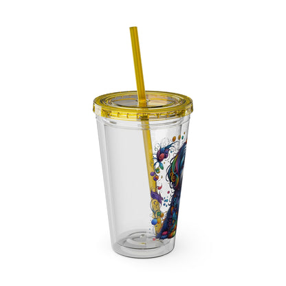 Colorful Shih Tzu 16oz. Insulated Tumbler with Straw