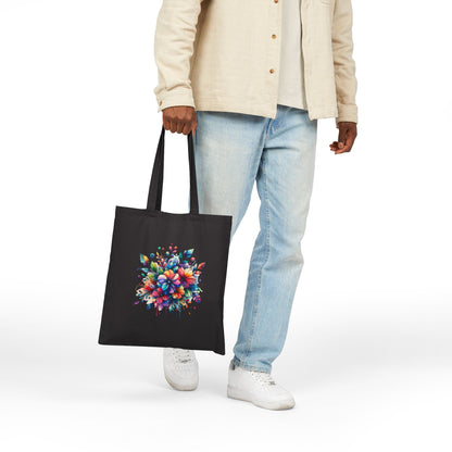 Rainbow Floral Explosion Cotton Canvas Tote Bag