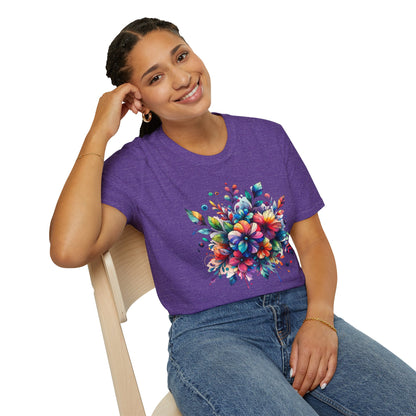 Rainbow Floral Explosion Unisex Graphic T-Shirt