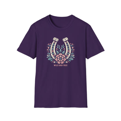 Wild and Free Horseshoe Floral Unisex Graphic T-Shirt