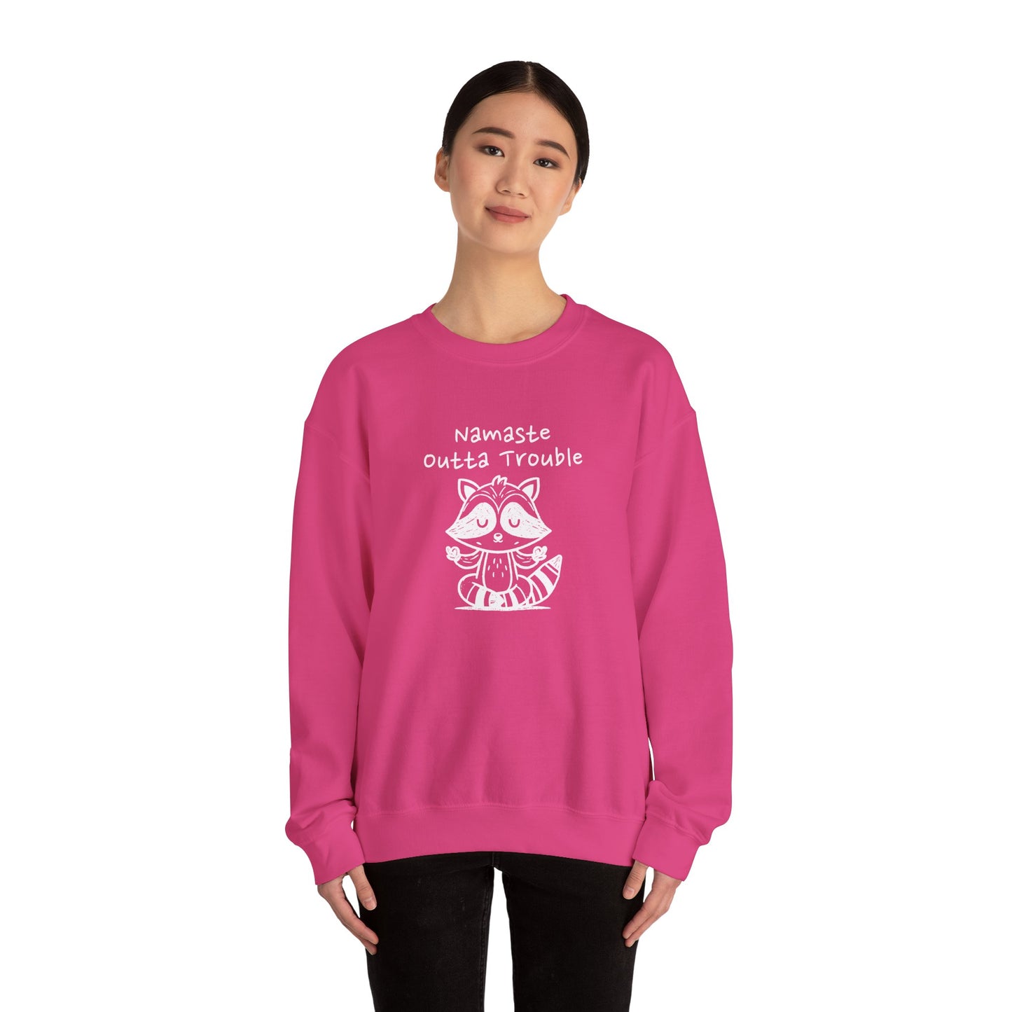 Namaste Outta Trouble Raccoon Unisex Crewneck Sweatshirt