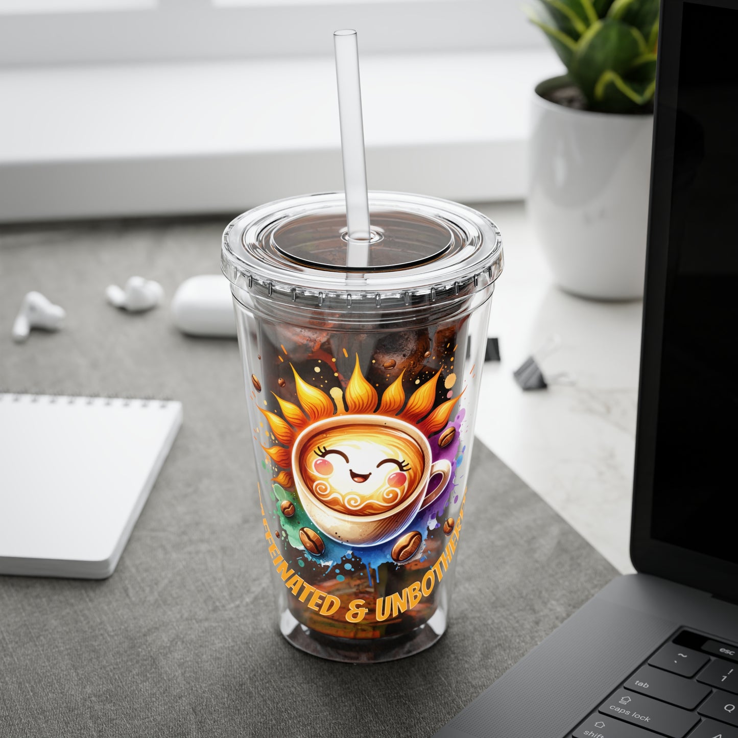 Caffeinated & Unbothered 16oz Insulated Tumbler with Straw