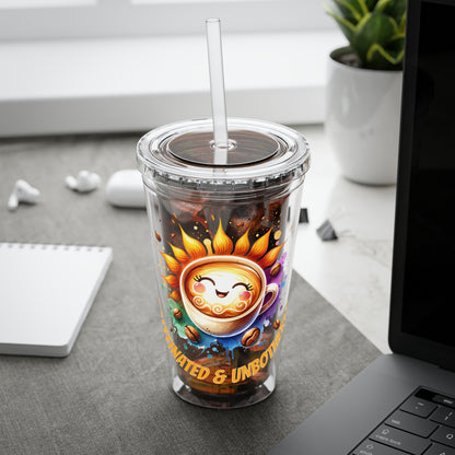 Caffeinated & Unbothered 16oz Insulated Tumbler with Straw