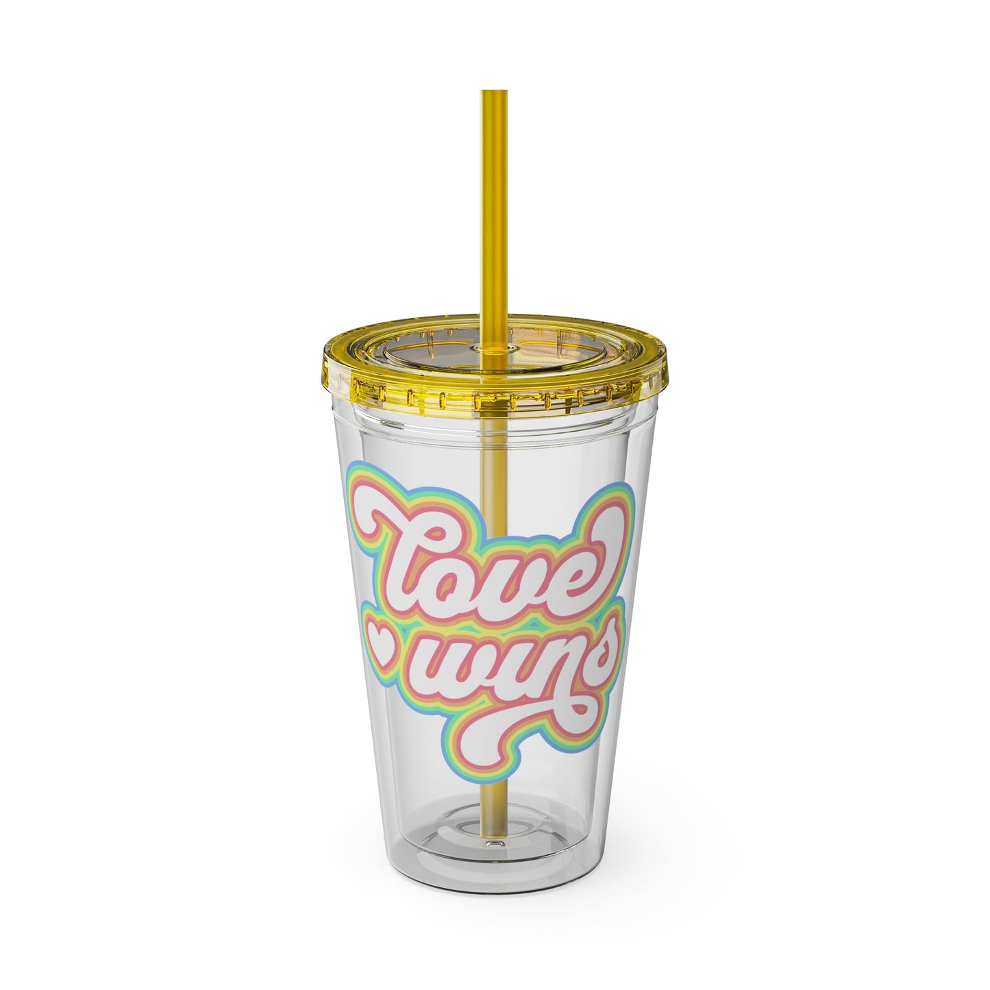 Love Wins 16oz. Insulated Tumbler with Straw
