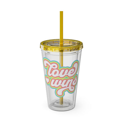 Love Wins 16oz. Insulated Tumbler with Straw