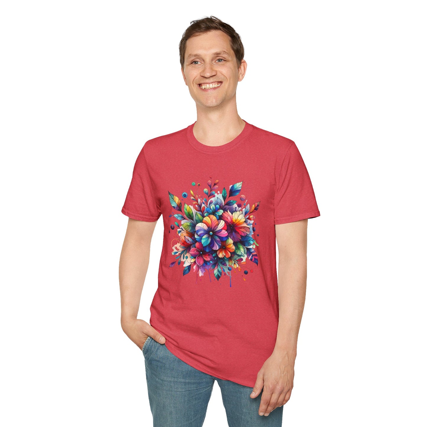 Rainbow Floral Explosion Unisex Graphic T-Shirt